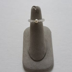 Genuine Pearl + Crystal Stretch Ring